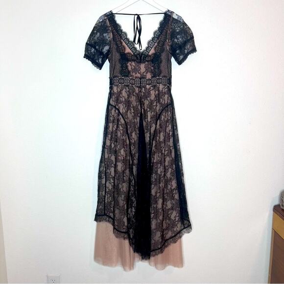 Anthropologie Lace Tulle Maxi Dress Black Size 0 - Picture 3 of 8
